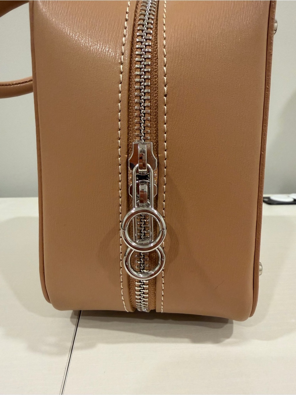 Sequoia Tan Leather Ring-Handle Mini Box Bag - Picture 4 of 6